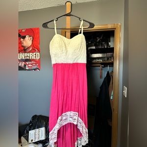 Pink and white lace dress